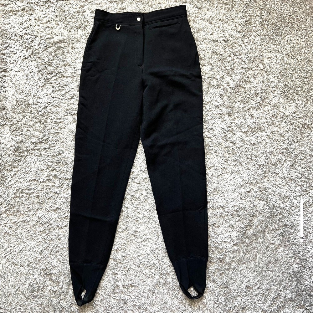 Wool Blend Ski Pants Ladies 14 Long Black Stirrup Snow Retro Vintage Sportcaster